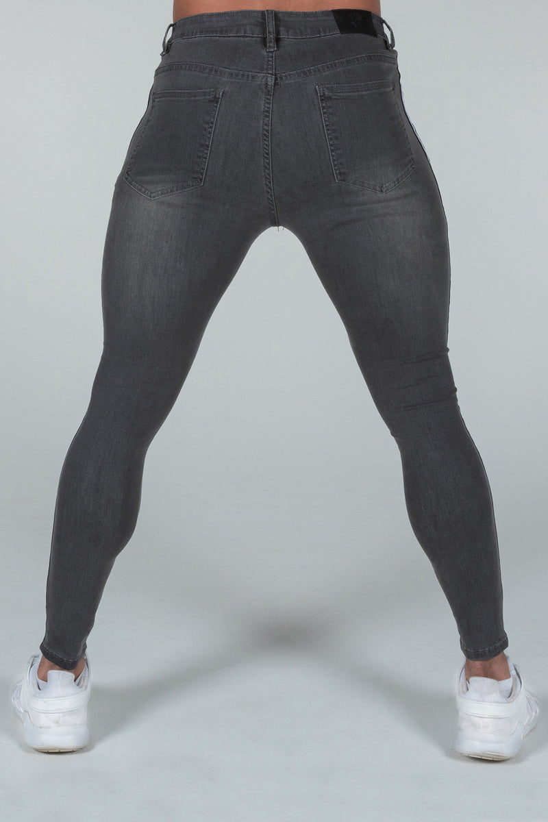 Jeans - Grey Non Ripped Stripe