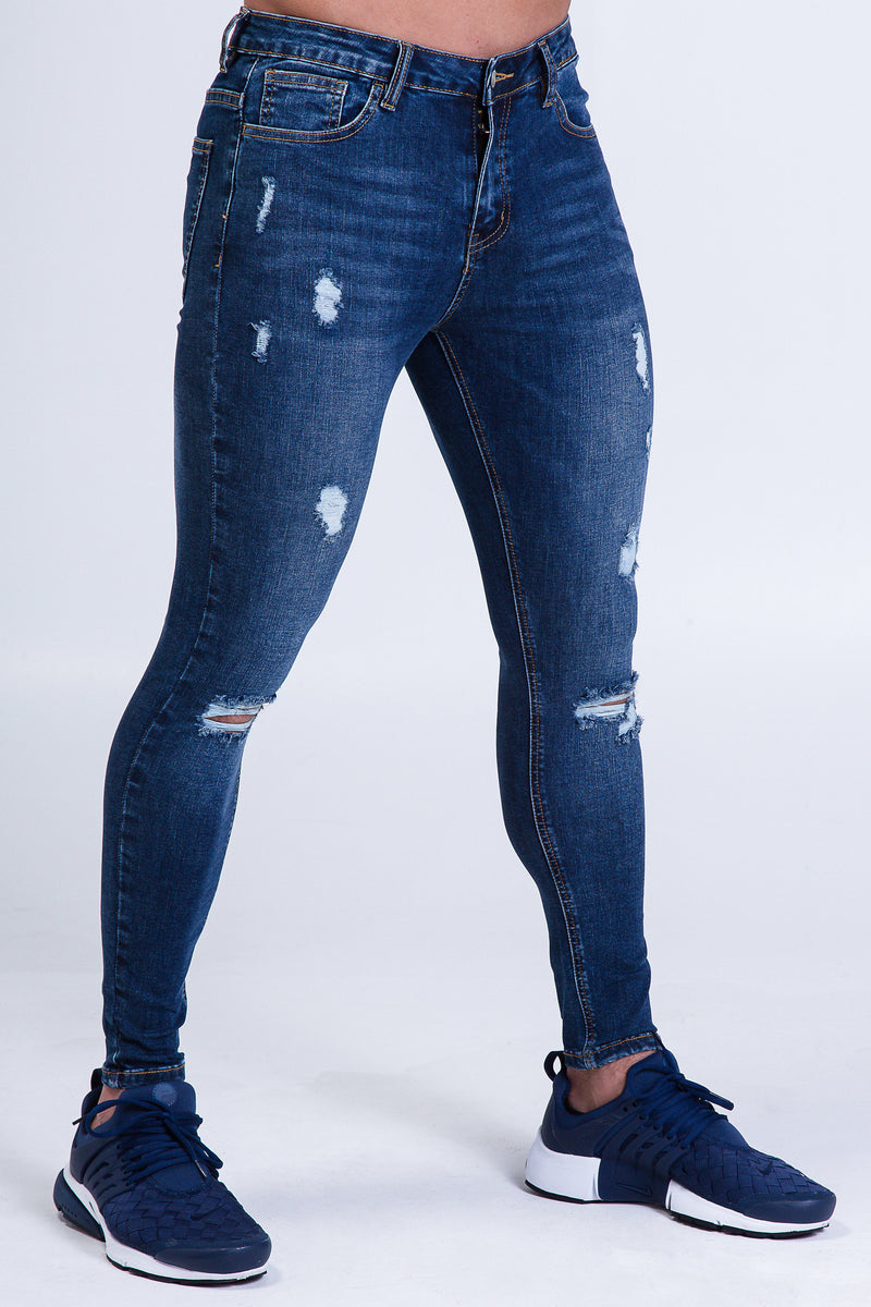 Dark Blue Jeans – Ripped Repaired – Alexander Jeans