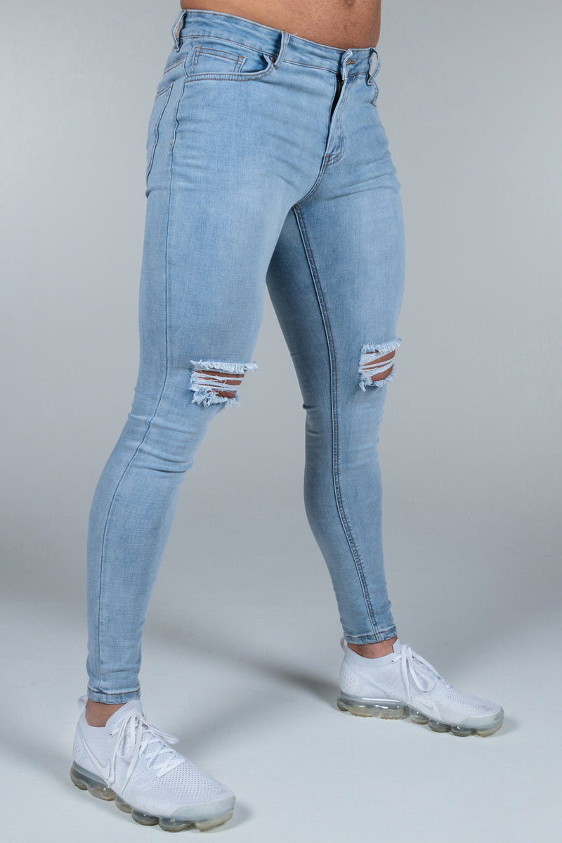 Light Blue Jeans – Distressed knee