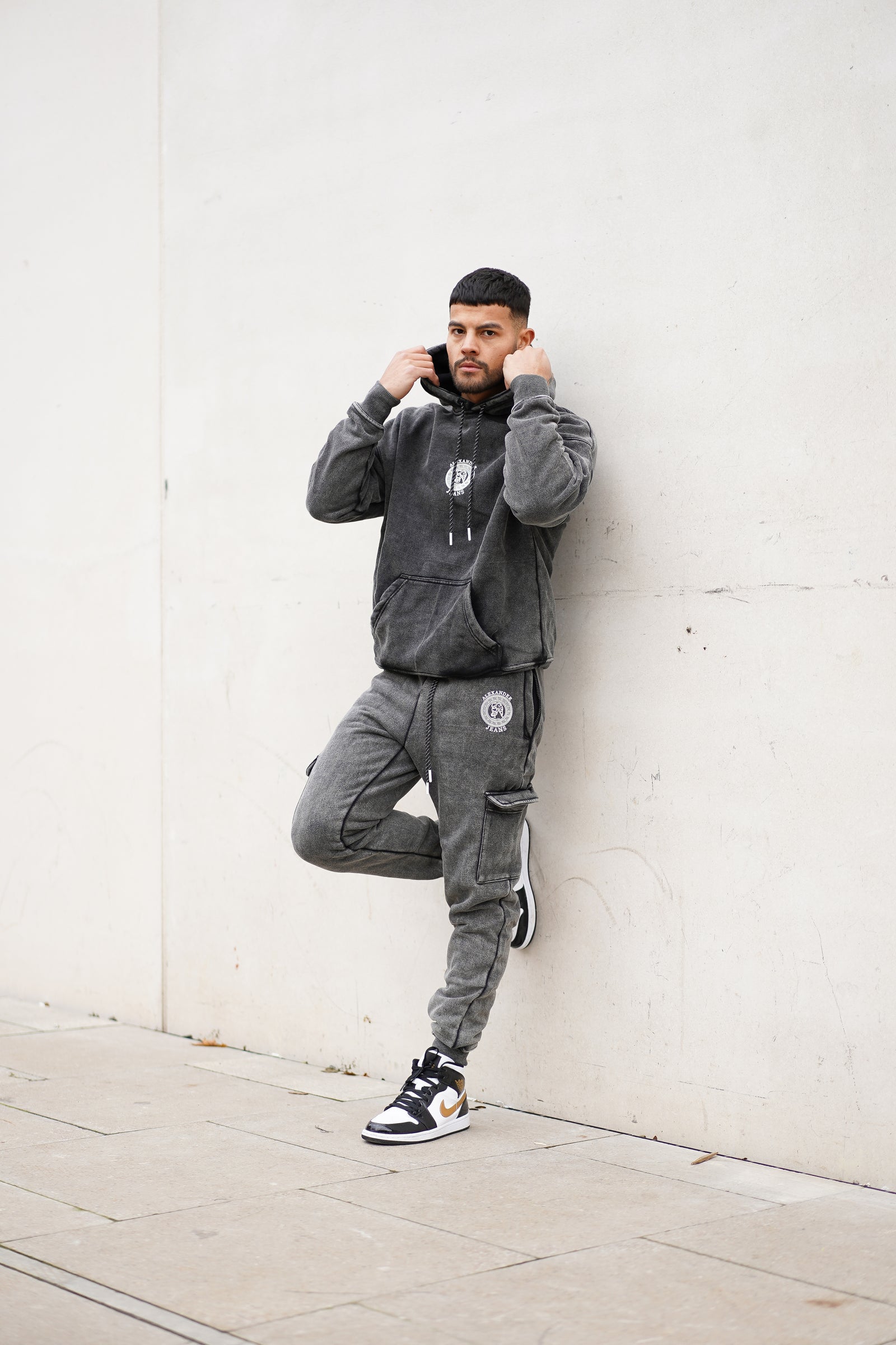 Dark Grey Acid Wash Joggers Alexander Jeans